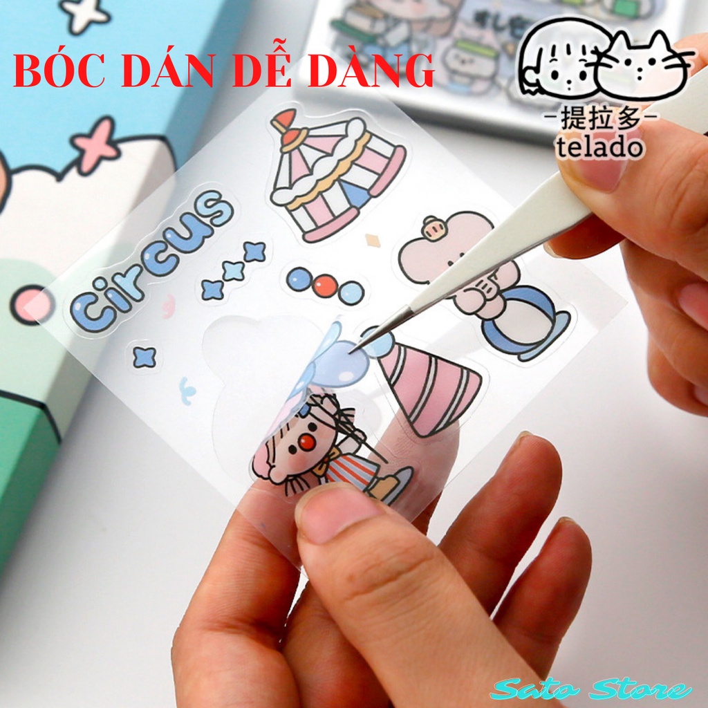 Combo 20 sticker cute hình dán mũ bảo hiểm trang trí điện thoại cô gái dễ thương