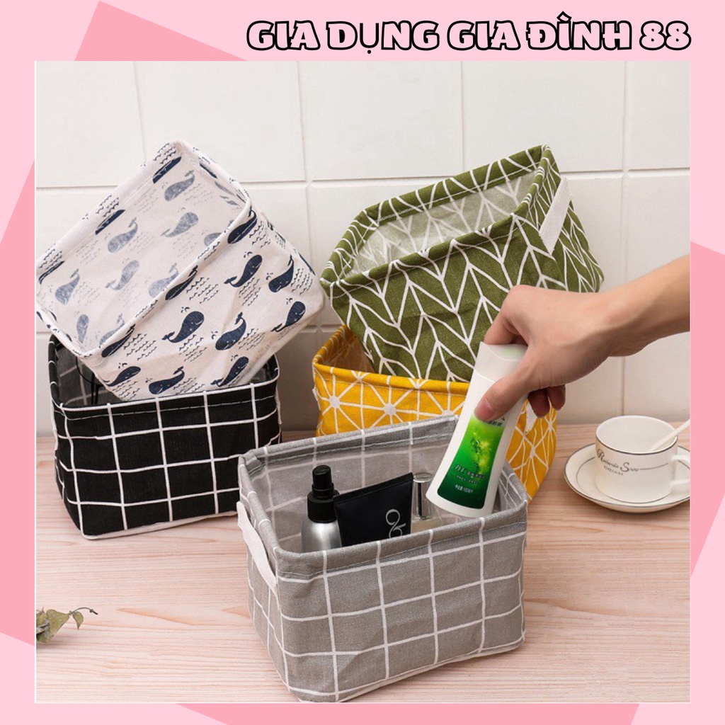 Giỏ Vải Đa Năng, Giỏ Đựng Đồ Cá Nhân, Giỏ Đựng Đồ Văn Phòng, Giỏ Vải Vintage Chứa Mỹ Phẩm Để Bàn 20*16*14Cm 2357