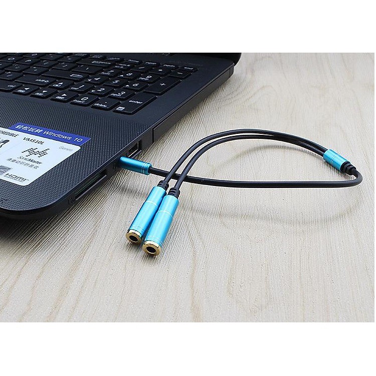 Dây chia từ 3.5 ra 1 tai nghe và 1 mic 4 khấc loại tốt mạ vàng chất lượng cao chuyên dụng cho live Stream