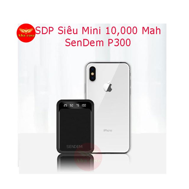 [Siêu Nhỏ] Sạc dự phòng Mini Sendem P300 dung lượng 10,000 mAh - Chính hãng, bảo hành 1 năm, nhỏ gọn kèm móc treo