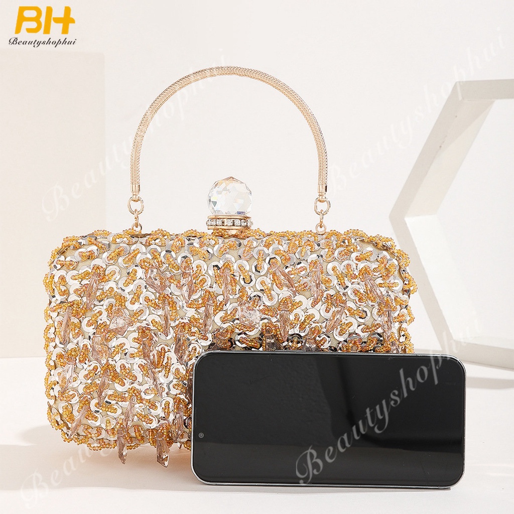 Ví Cầm Tay Đính Hạt Cườm Thêu Thủ Công Phong Cách Âu Mỹ Mới