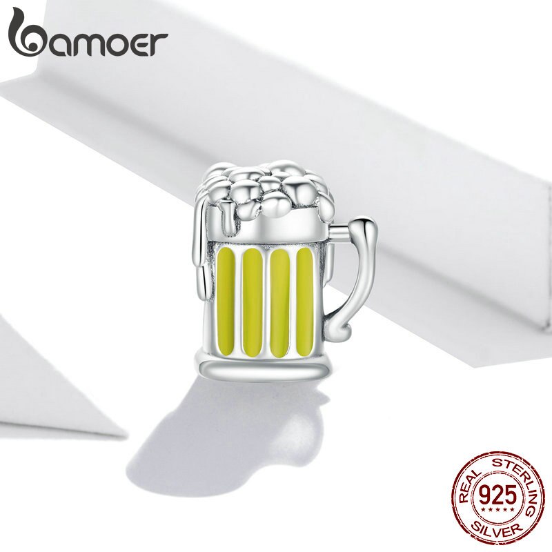 Hạt Trang Sức Bamoer SCC1671 Hình Cốc Bia Bằng Bạc Thật 925 Dùng Để Tự Làm Vòng Tay