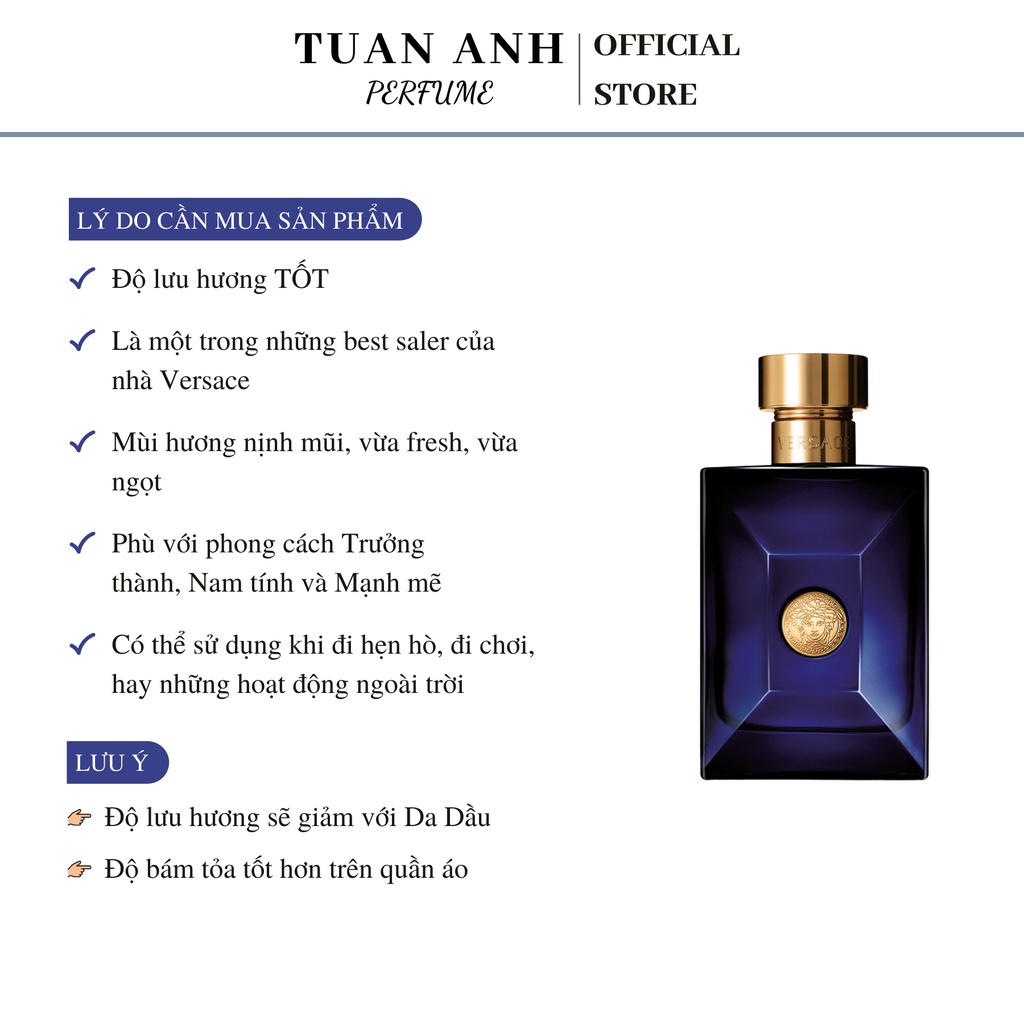 Nước hoa nam chính hãng thơm lâu Versace Pour Homme Dyland Blue EDT mẫu thử cao cấp TUANANHPERFUME