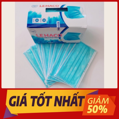 Khẩu trang y tế kháng khuẩn Lehaco - Hộp 5 túi = 50 cái