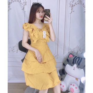 ĐẦM NHÚN ĐAN DÂY DÁNG XÒE- ĐẦM MAXI