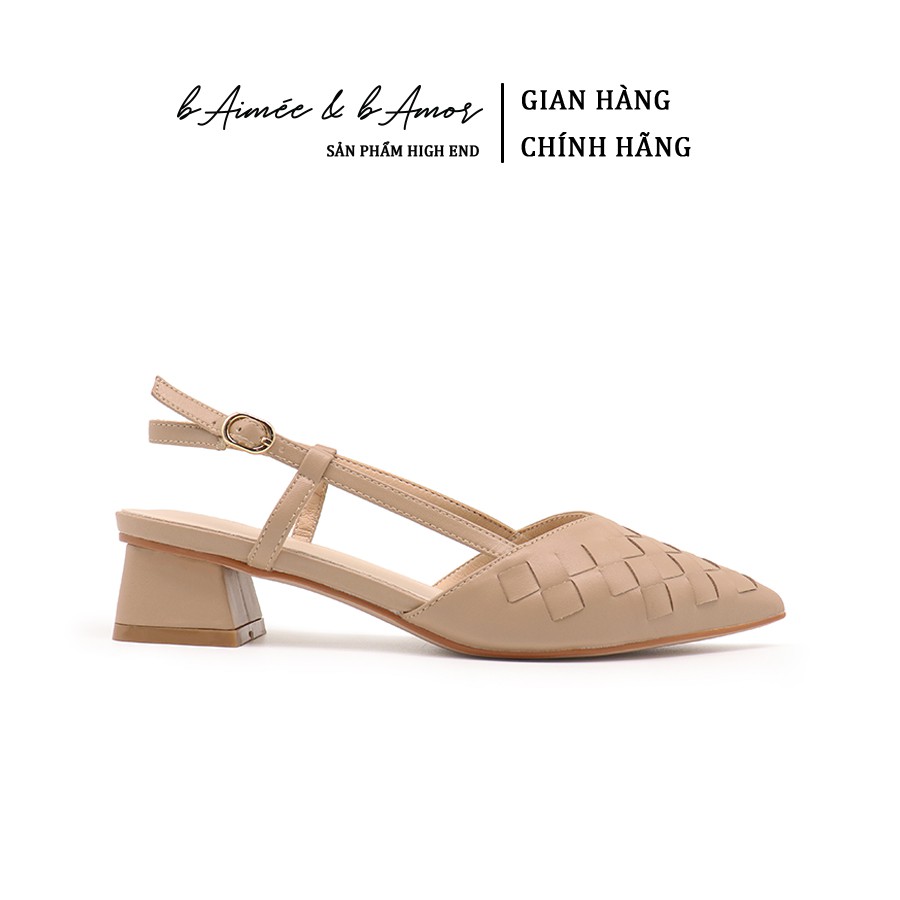 Giày Cao Gót Nữ bAimée & bAmor Sandal Slingback Quai Hậu Đan 3D Đế Vuông Công Sở Cao 3cm Thời Trang Đẹp Cao Cấp MS0013