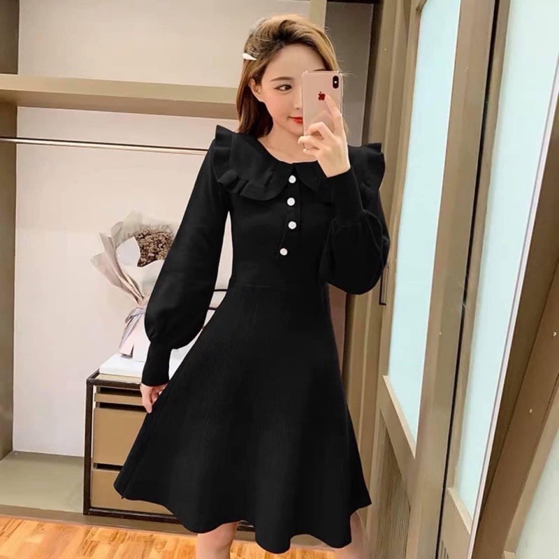 Đầm Len Cổ Bèo Cúc Ngọc 💋freeship💋