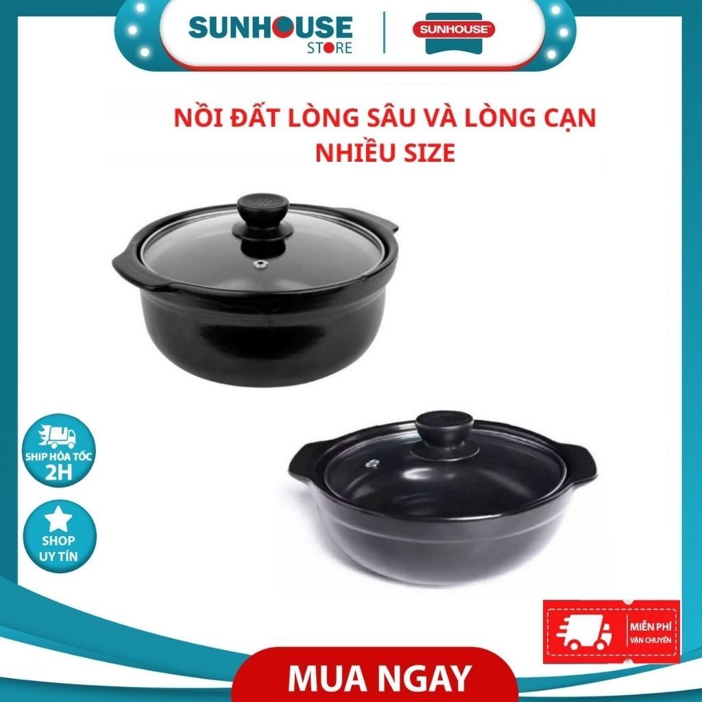 (HCM) Nồi đất kho cá thịt 0.2L 0.5L 0.8L 1L 1.5L 2L 3L ANPER nồi nấu mì cay Hàn Quốc không dùng bếp từ