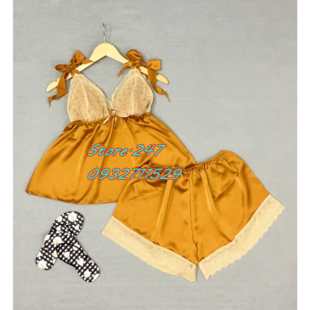 BỘ SATIN CÓ MÚT CỘT NƠ VAI SIÊU DỄ THƯƠNG, SATIN MỊN MẶC MÁT ÍT NHĂN - HÀNG NHÀ MAY BAO ĐẸP | BigBuy360 - bigbuy360.vn