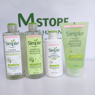 Bộ 4 Sản Phẩm Chăm Sóc Da Simple Dịu Nhẹ Cho Da