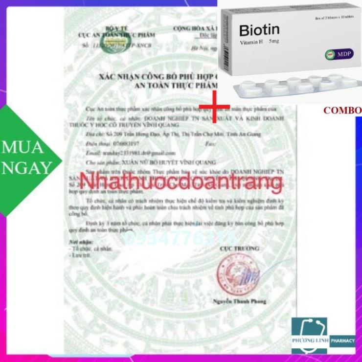 Combo Biotin 5mg+ Xuân Nữ Bổ Huyết Vĩnh Quang chai 280ml