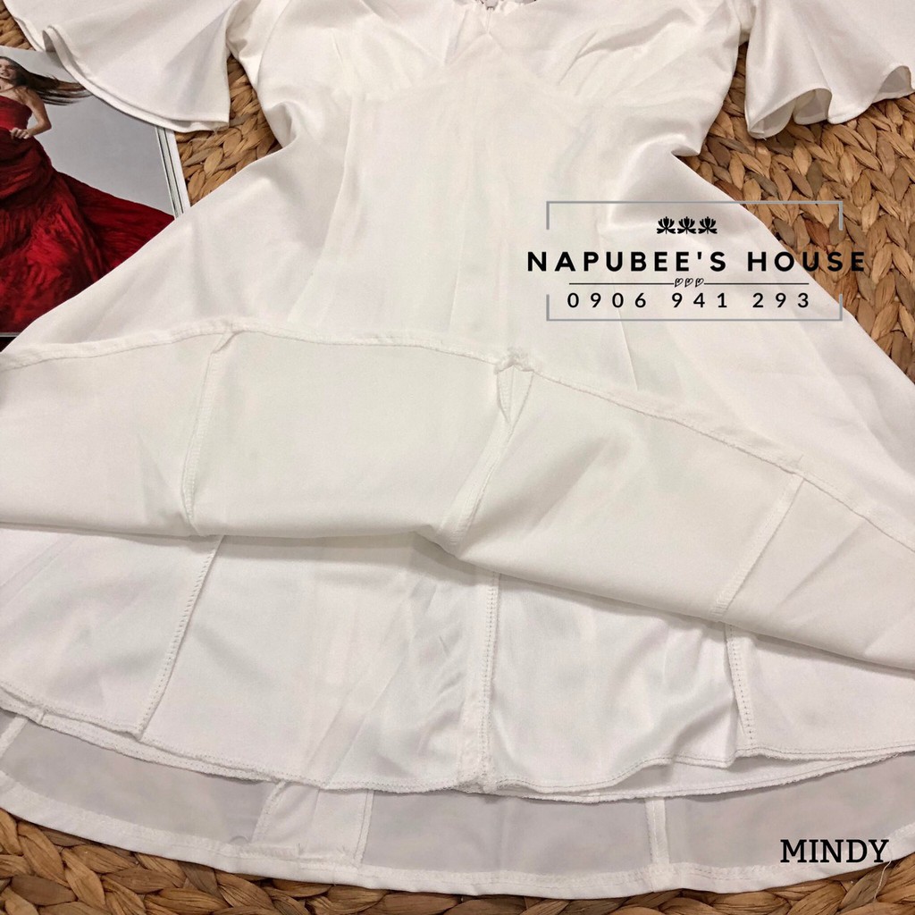 Đầm xoè dự tiệc cổ V đan dây lưng Napubee - váy xòe thiết kế dạo phố MINDY DRESS