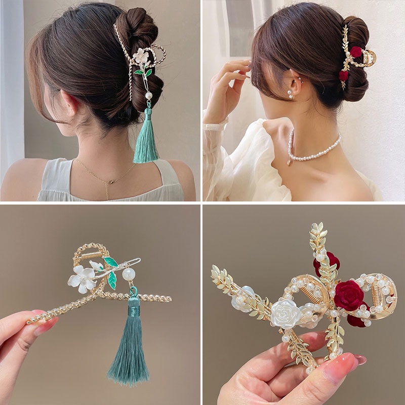 Kẹp Tóc Gấp Hình Nơ Ngọt Ngào Phong Cách Hàn Quốc