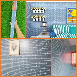 Giấy dán tường giả gạch xanh có sẵn keo khổ 45cm*10m phong cách hàn quốc trang trí quán, phòng đẹp
