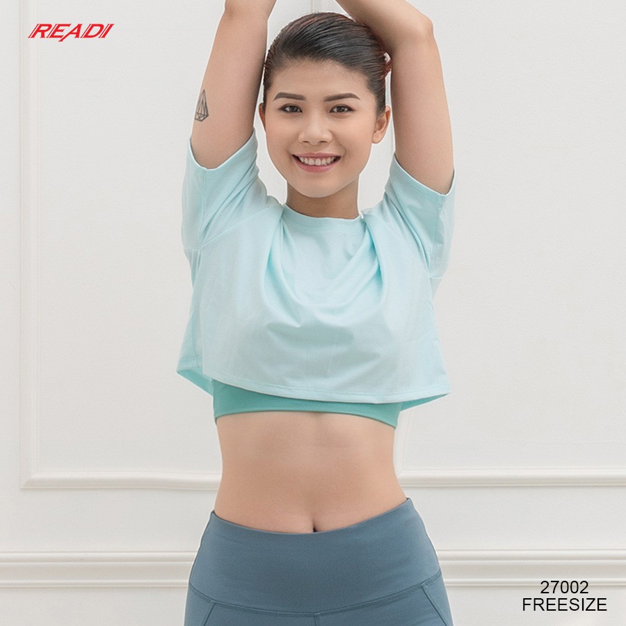 Áo tập gym yoga nữ dáng croptop tay ngắn READI freesize - 27002