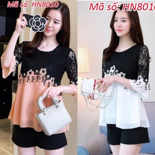 ⚡️ có đủ size ⚡️#HN8010 ÁO KIỂU TAY LOE PHỐI REN CÁCH ĐIỆU SANG TRỌNG - HÀNG NHẬP KHẨU