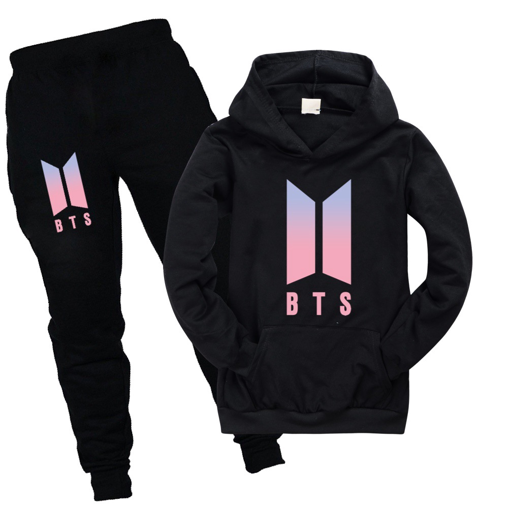 Set Áo Hoodie + Quần Dài In Hình Nhóm Nhạc Bts