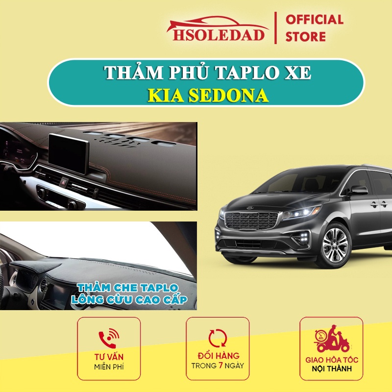 Thảm taplo KIA SEDONA bằng lông Cừu 3 lớp hoặc Da Cacbon