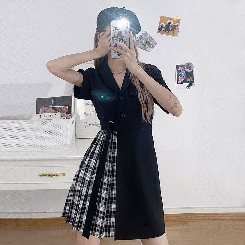 Váy ngắn tay thiết kế bất đối xứng thời trang | BigBuy360 - bigbuy360.vn