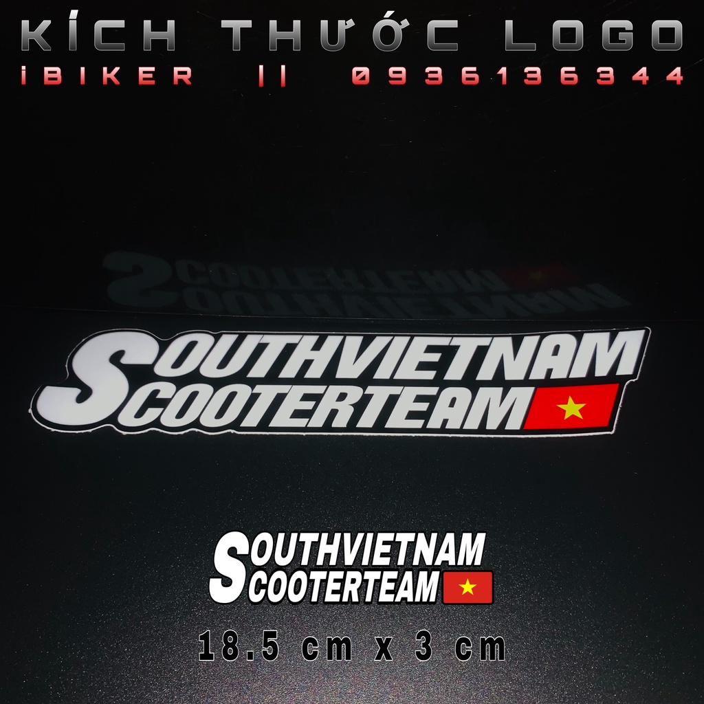 Tem Sticker Logo phản quang SOUTH VIETNAM SCOOTER TEAM chính hãng Decal 3M dán xe