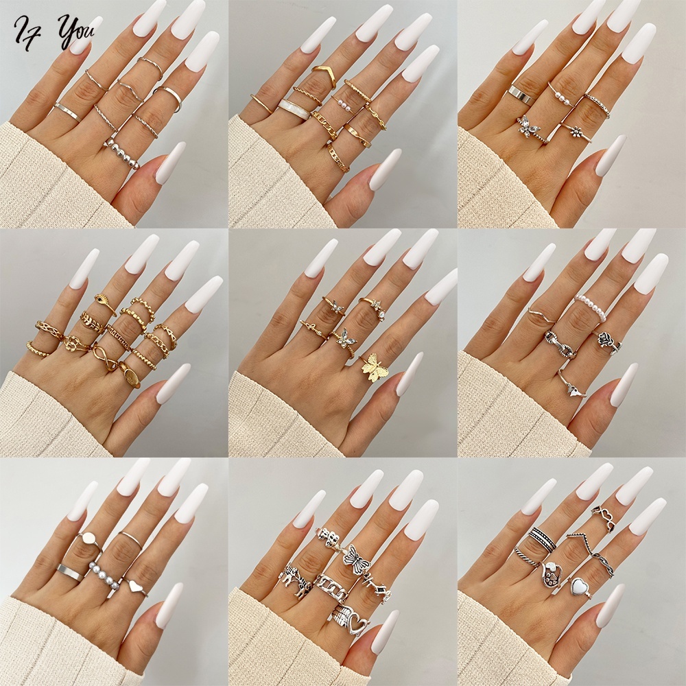 Nhẫn mặt hình bướm màu vàng/ bạc phong cách retro Hàn Quốc thời trang cho nữ