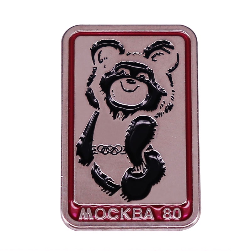 Huy Hiệu Cài Áo Hình Gấu Mockba 80 1980 The Soviet Moscow Olympic Mascot Micha CCCP USSR