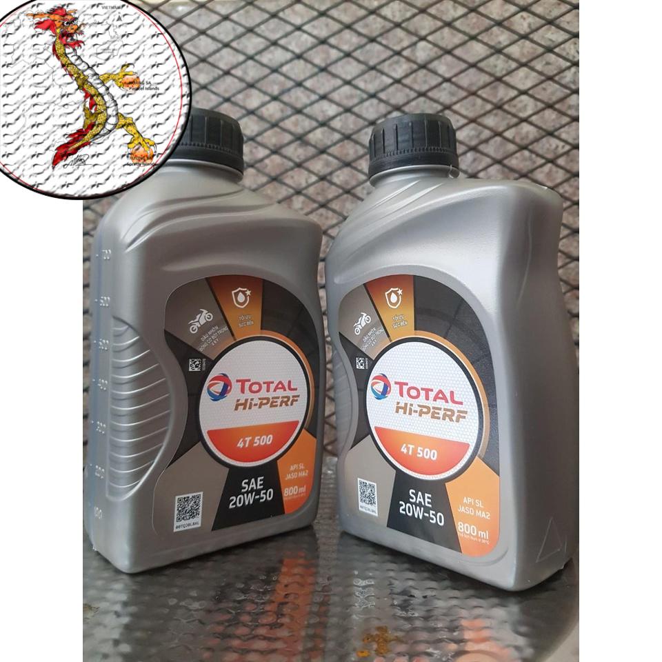 [GIÁ SÂP SÀN]Nhớt xe máy TOTAL HI PERF 4T 500 20W50 chai 800ml, Nhớt TOTAL 4T 500 20W50 chai 800ml cho xe số