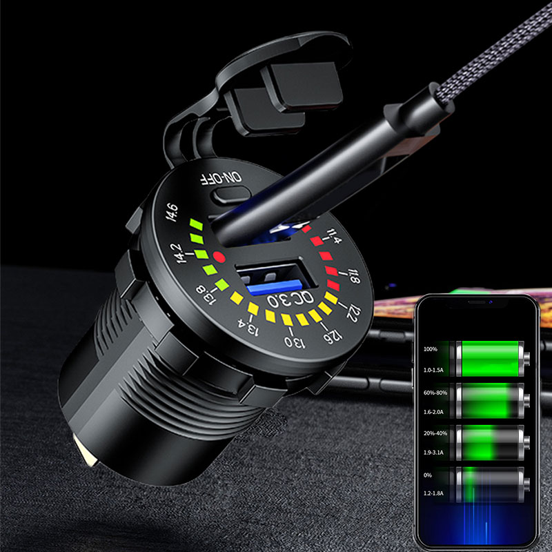 Ổ cắm tẩu thuốc lá BLALIONhai cổng USB QC3.0 12 24V có đèn LED tiện dụng cho xe hơi