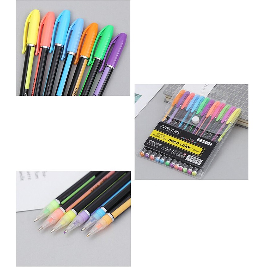 Set 6 /12 Bút Nhũ Màu cầu vồng màu sắc tươi tắn