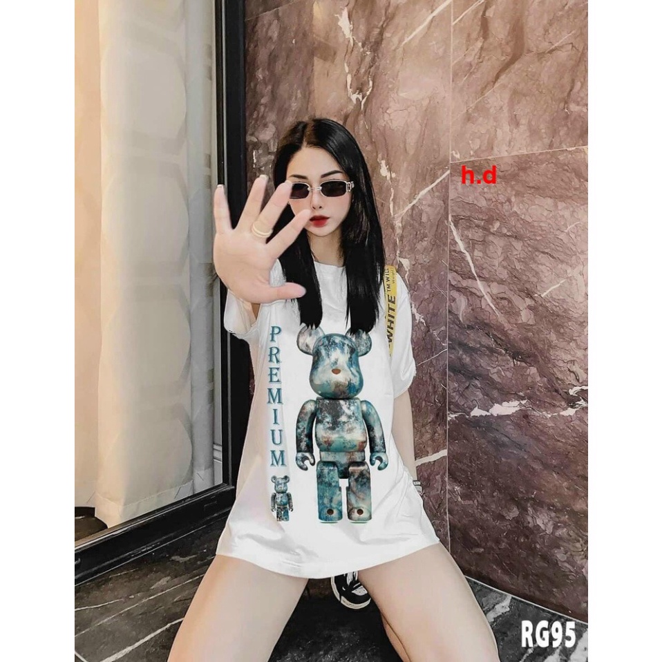 Áo thun tay lỡ cổ tròn gấu Bearbrick Premium hot trend summer 2022 unisex basic dáng oversize nam nư cotton