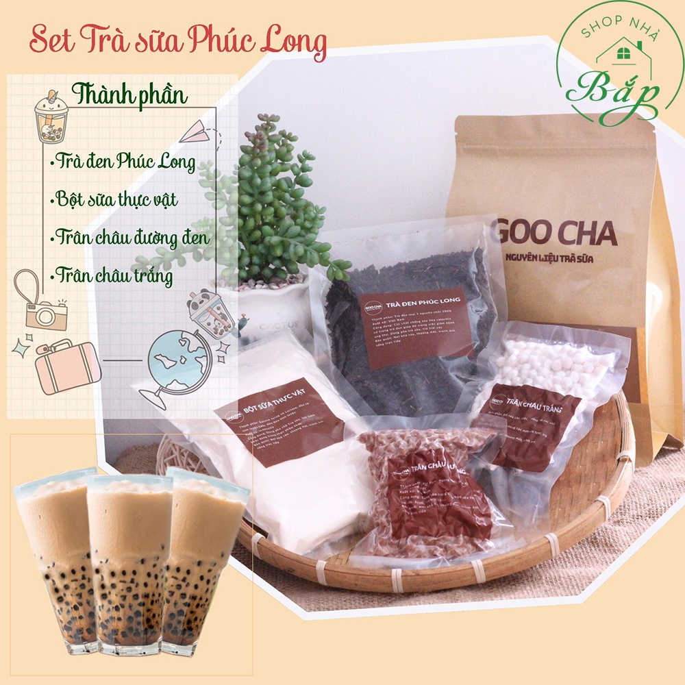 Set pha trà sữa Phúc Long GOO CHA ( Set nấu được 5 lít 25-30 ly )