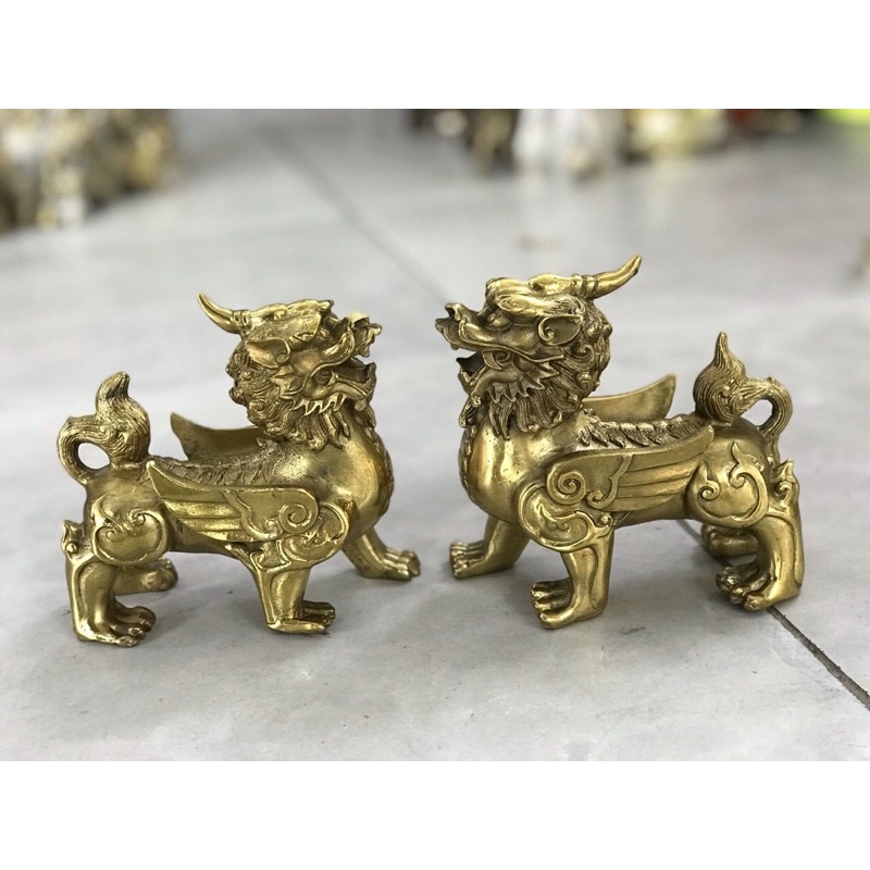 Cặp Tỳ Hưu Cánh Tiền Tài Phúc Lộc chiêu tài hút tài lộc vật phẩm phong thuỷ bằng đồng