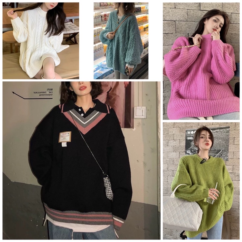 Áo len 2HAND kiểu Hotgirl xinh xắn form rộng Hàn Quốc