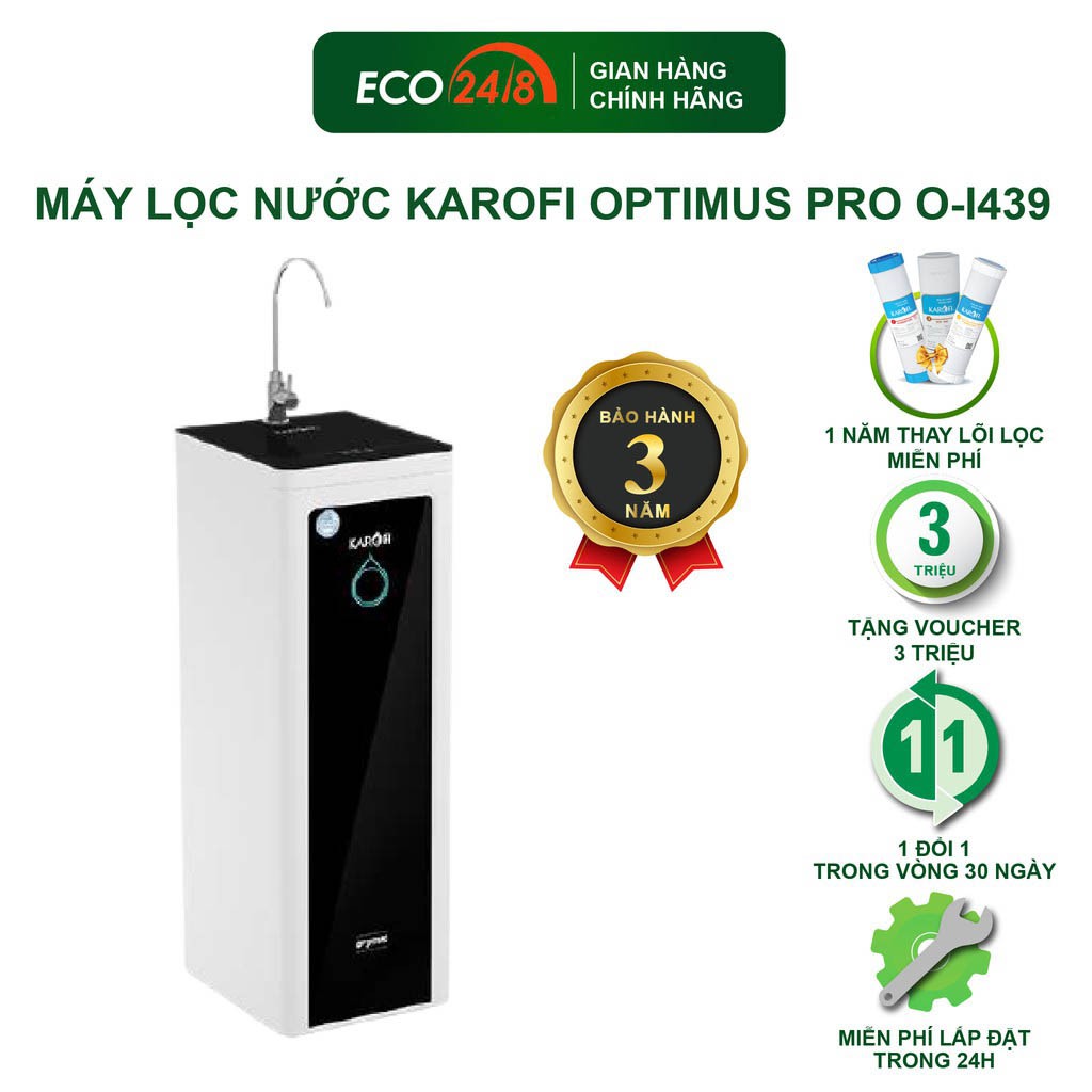 Máy Lọc Nước Thông Minh KAROFI OPTIMUS PRO O-l439- 9 Cấp Lọc Siêu Việt Loại Bỏ 99,99% Chất Độc Hại Trong Nước