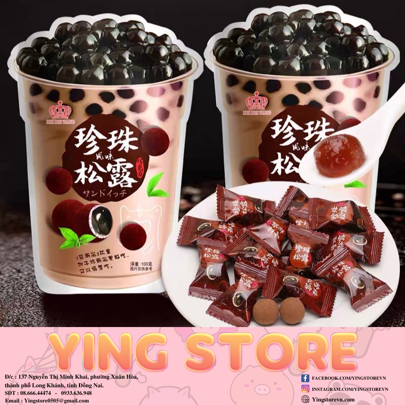 Kẹo vị trà sữa , có nhân hạt trân châu Đường đen