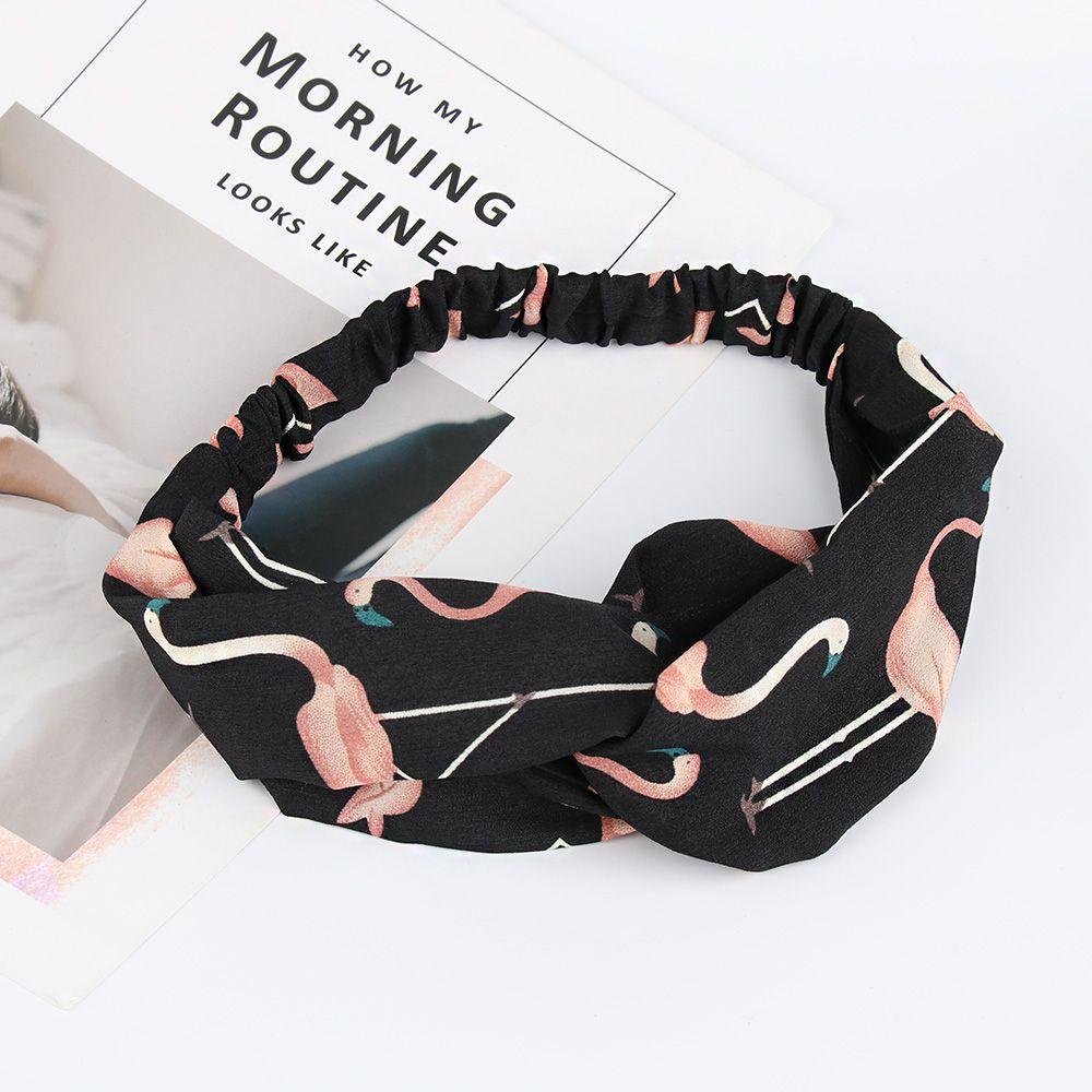 Băng Đô Turban Bản Rộng In Họa Tiết Chim Hồng Hạc Thời Trang Xuân Hè Cho Bé Gái