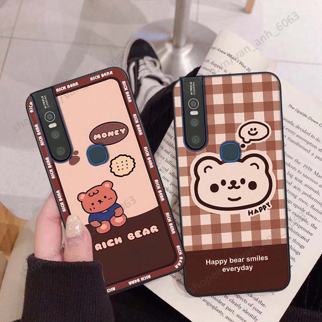 Ốp lưng Vivo V15 / V15 Pro in hình hoa, gấu rich bear nghệ thuật, thời trang
