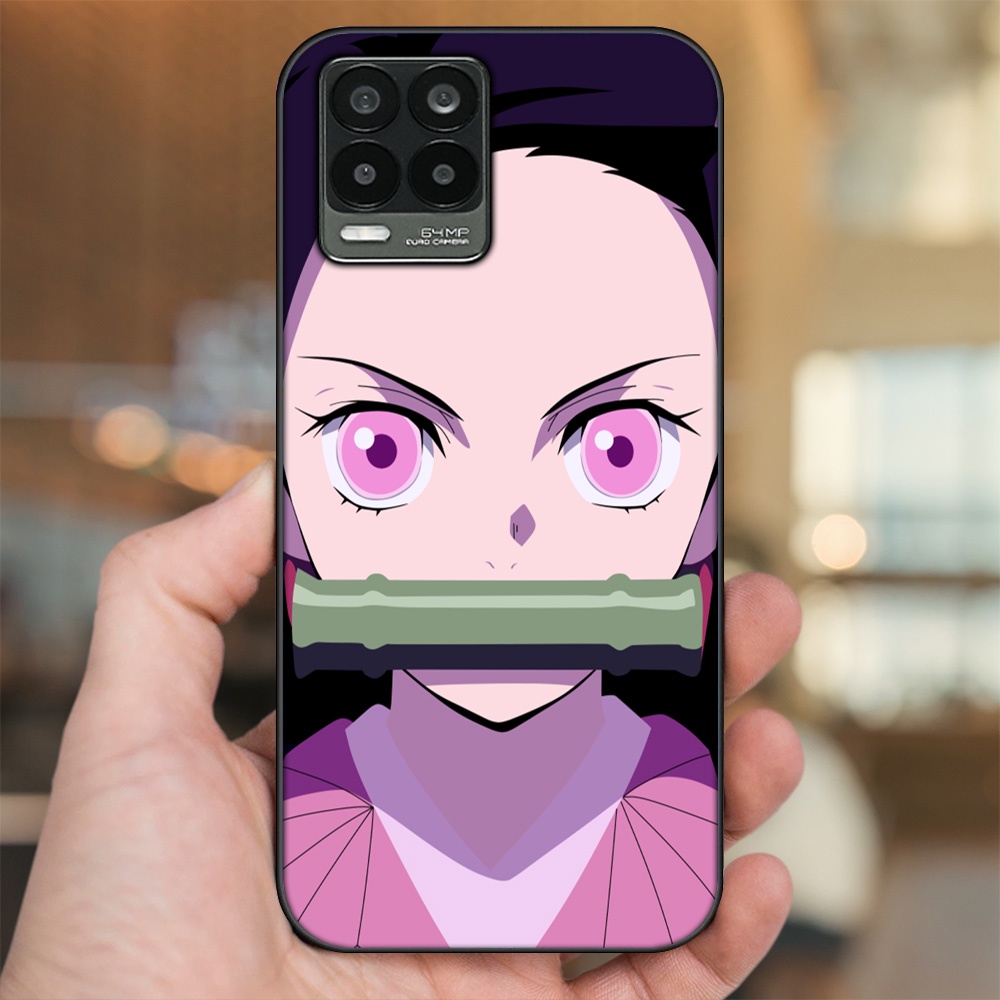 Ốp lưng Realme 8, 8 Pro viền đen in hình Nezuko Kimetsu no Yaiba