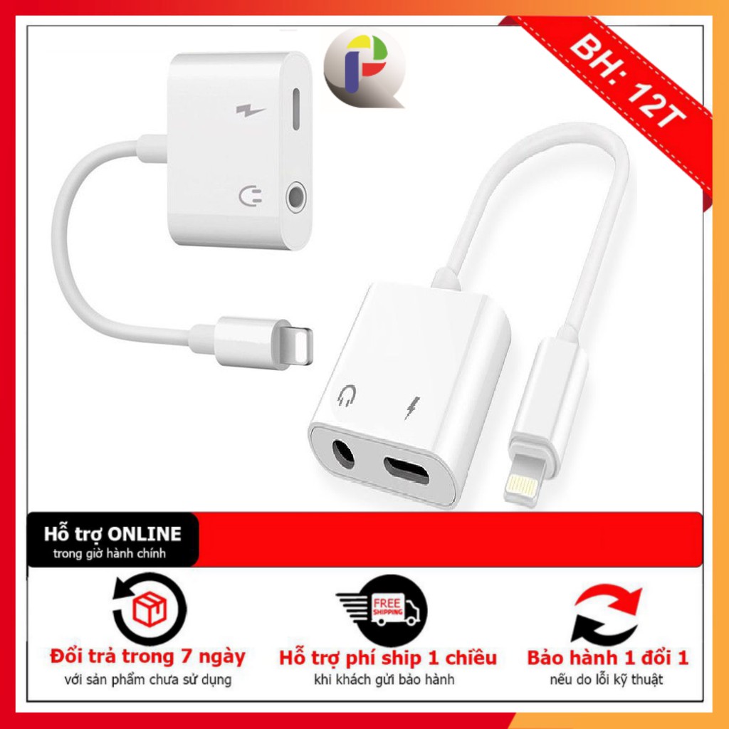 (CỰC RẺ) Jack chuyển tai nghe 3.5 ra 2 cổng Lightning + 3.5 - Vừa dùng tai nghe vừa sạc, có hỗ trợ micro nghe gọi