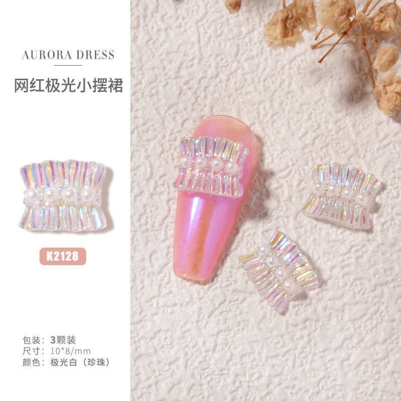 Set 3 charm nail nơ nhún ngọc Hàn Quốc hot 2021