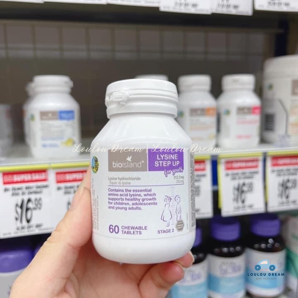Viên uống Lysine Bio Island Stepup hỗ trợ tăng chiều cao cho bé 6-24 tuổi chính hãng Úc