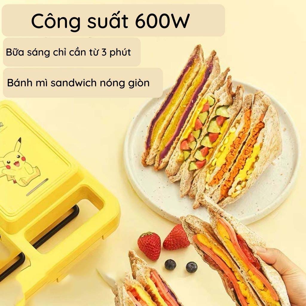 Máy Nướng Bánh Mì Sandwich Midea Pikachu Kẹp Waffle Kèm Khuôn Chống Dính Phân Phối Chính Hãng Bởi VikiHouse