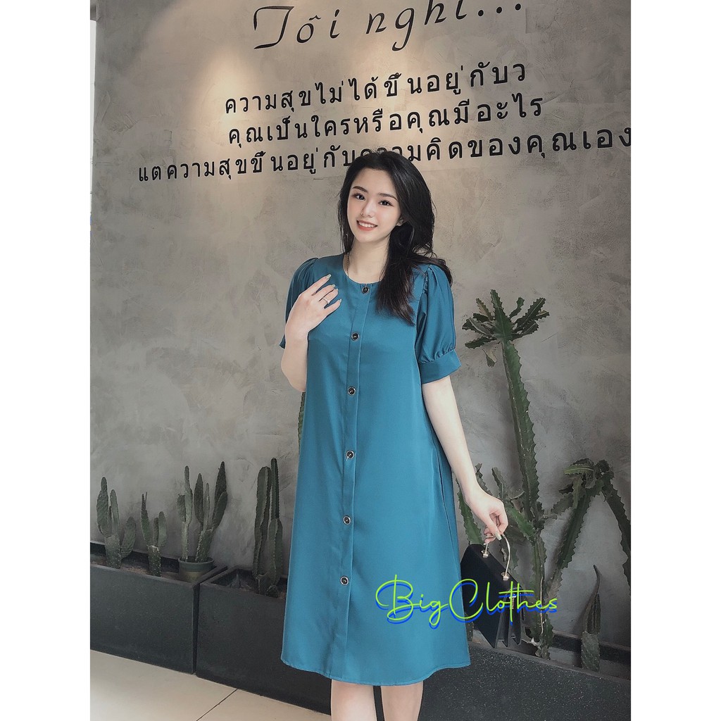 Váy đầm bigsize BigClothes chất lụa xanh công sở BC019 | BigBuy360 - bigbuy360.vn