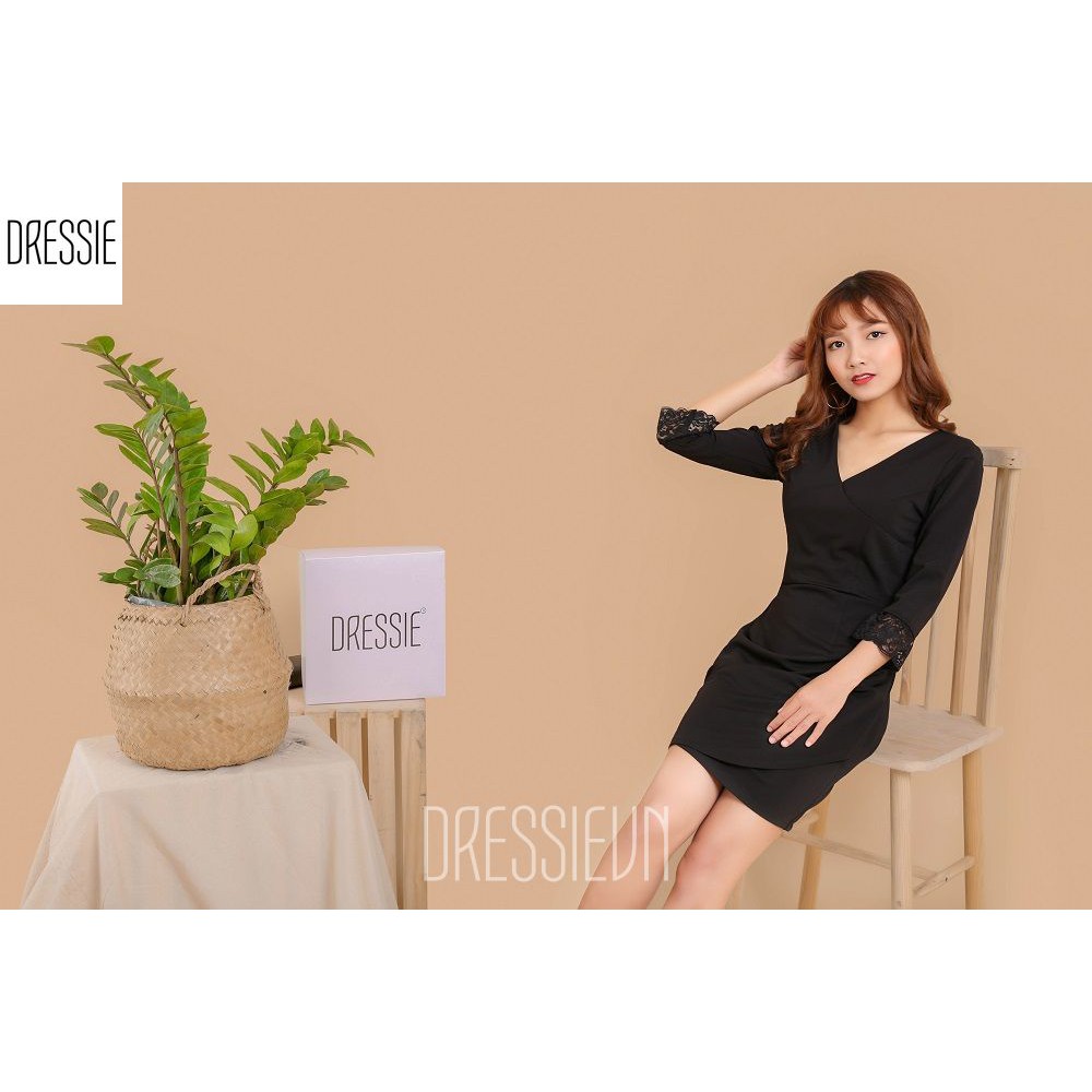 Váy Áo Đầm Ôm Body DRESSIE Công Sở Dạo Phố Dự Tiệc Cưới Thời Trang Nữ Đẹp Xinh Xắn - DB70 (Đen - Đỏ)