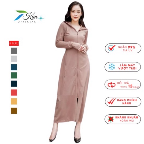 Áo chống nắng nữ- Áo chống nắng toàn thân 2 lớp dày thông hơi,vải thun kim cương chống tia UV