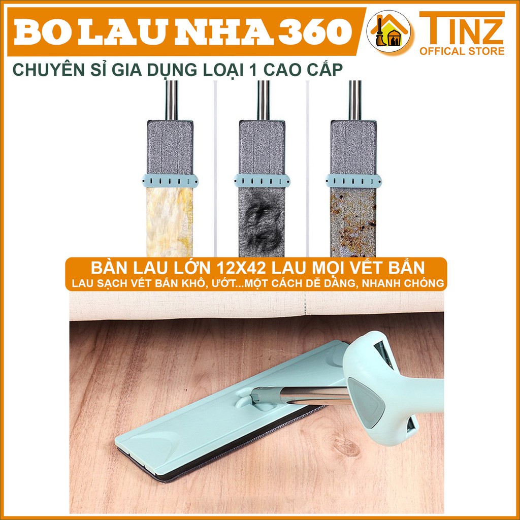 Cây lau nhà tự vắt thông minh, chổi lau nhà tấm lau thay thế 12x42 TINZ|Mã Gatxanh