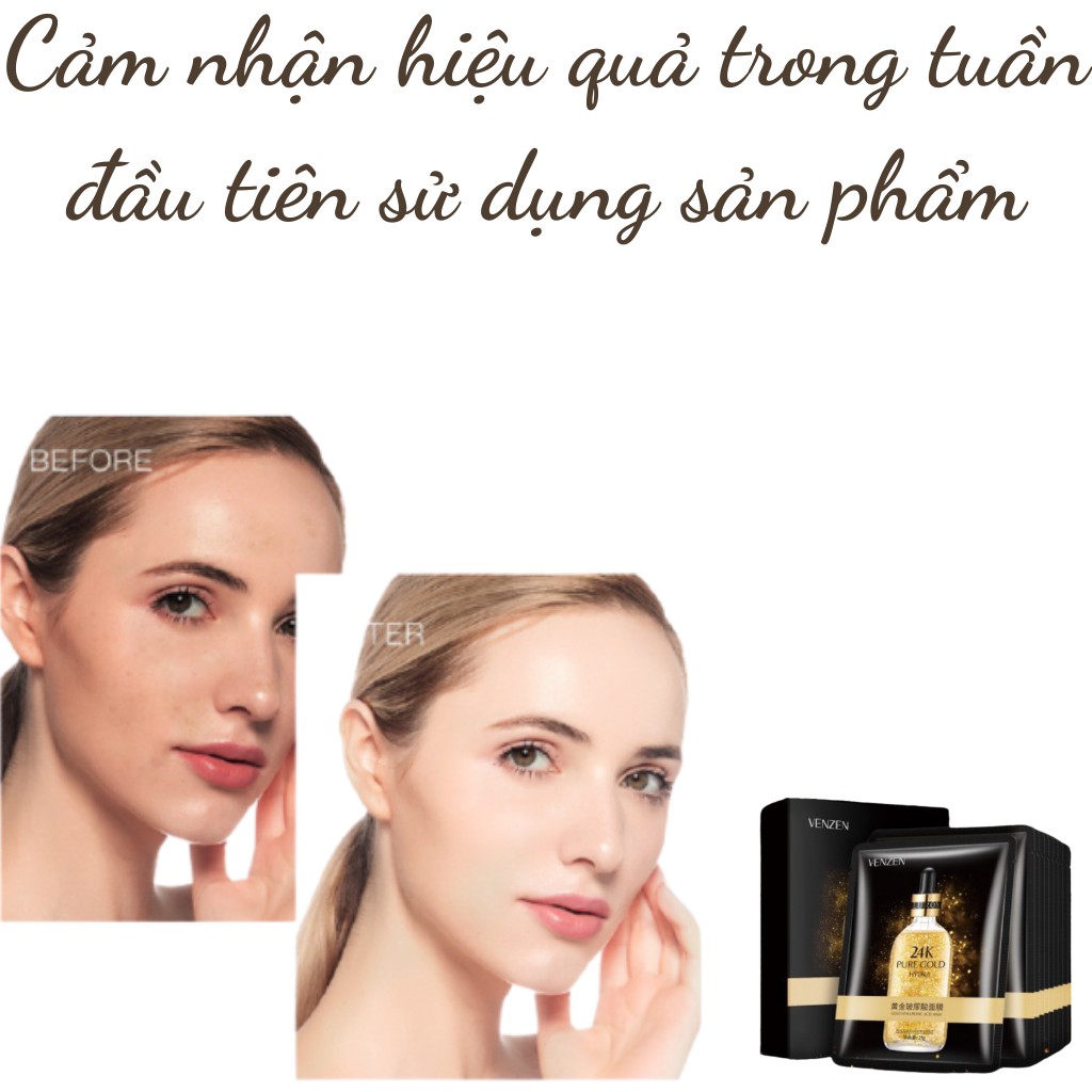 Mặt nạ vàng 24k dưỡng trắng sáng da chống lão hóa cấp ẩm VENZEN mask nội địa trung