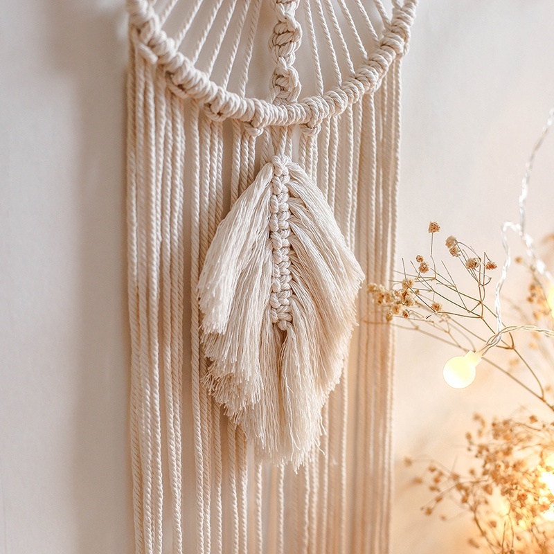 Vòng Bắt Giấc Mơ Dây Thừng Cotton Bện Thủ Công Treo Tường Trang Trí Thời Trang Cho Phòng Ngủ Nữ