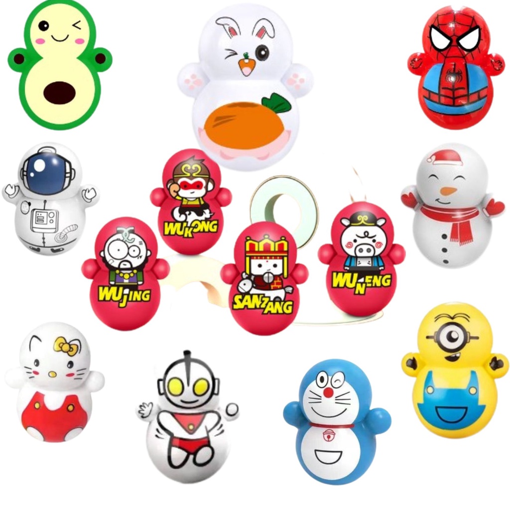 Lật Đật Mini Combo 10 Lật Đật Squid Game Doreamon, Người Nhện, Mèo Kitty Minions & Các Nhân Vật Hoạt Hình