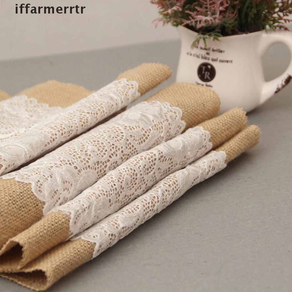 {iffarmerrtr} 30x180cm Burlap Lace Table Runner Natural Jute Rustic Wedding Decor hye